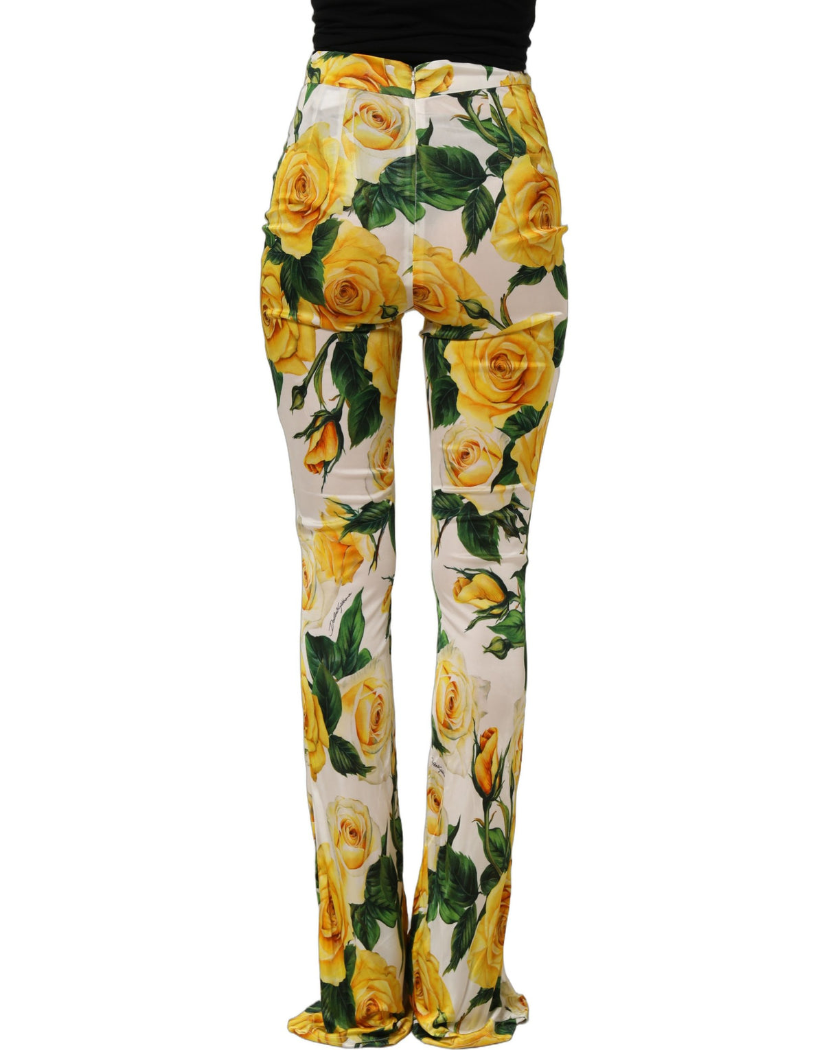 Multicolor floral high waist straight pants by Dolce & Gabbana with vibrant floral print and tailored fit.