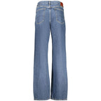 Pepe Jeans blue cotton women's jeans displayed on a hanger, showcasing classic fit and denim texture.