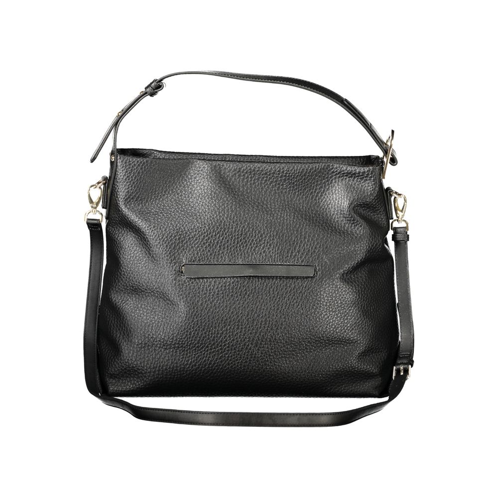 Mario Valentino Nero polyurethane women's bag showing sleek black design with top handles and gold-tone hardware.