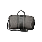 Mario Valentino black polyurethane women's bag with sleek design and gold-tone accents, showing a stylish and modern accessory.