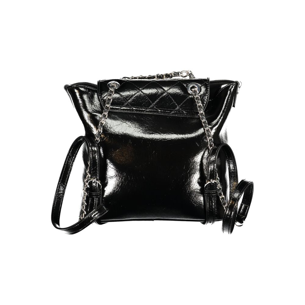 Black Mario Valentino women's backpack made of polyurethane, featuring a stylish and functional design with adjustable straps.