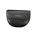 Mario Valentino black polyurethane women's bag with sleek design, featuring a structured shape and stylish handles.