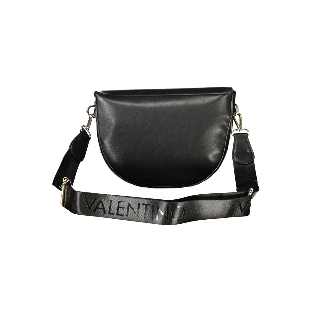 Mario Valentino black polyurethane women's bag with sleek design and silver-tone hardware, stylish accessory for everyday use.