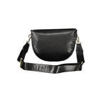 Mario Valentino black polyurethane women's bag with sleek design and silver-tone hardware, stylish accessory for everyday use.