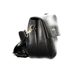 Black Mario Valentino women's bag made of polyurethane with sleek design and top handles, perfect for stylish everyday use.