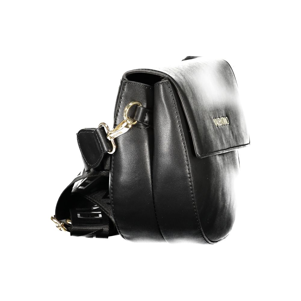 Black Mario Valentino women's bag made of polyurethane with sleek design and top handles, perfect for stylish everyday use.