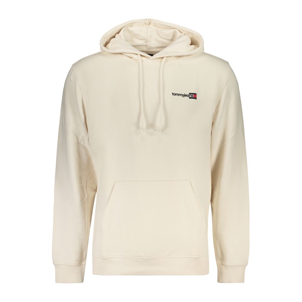 White cotton men's hoodie by Tommy Hilfiger with logo detail, comfortable fit, and casual style.