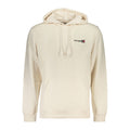 White cotton men's hoodie by Tommy Hilfiger with logo detail, comfortable fit, and casual style.