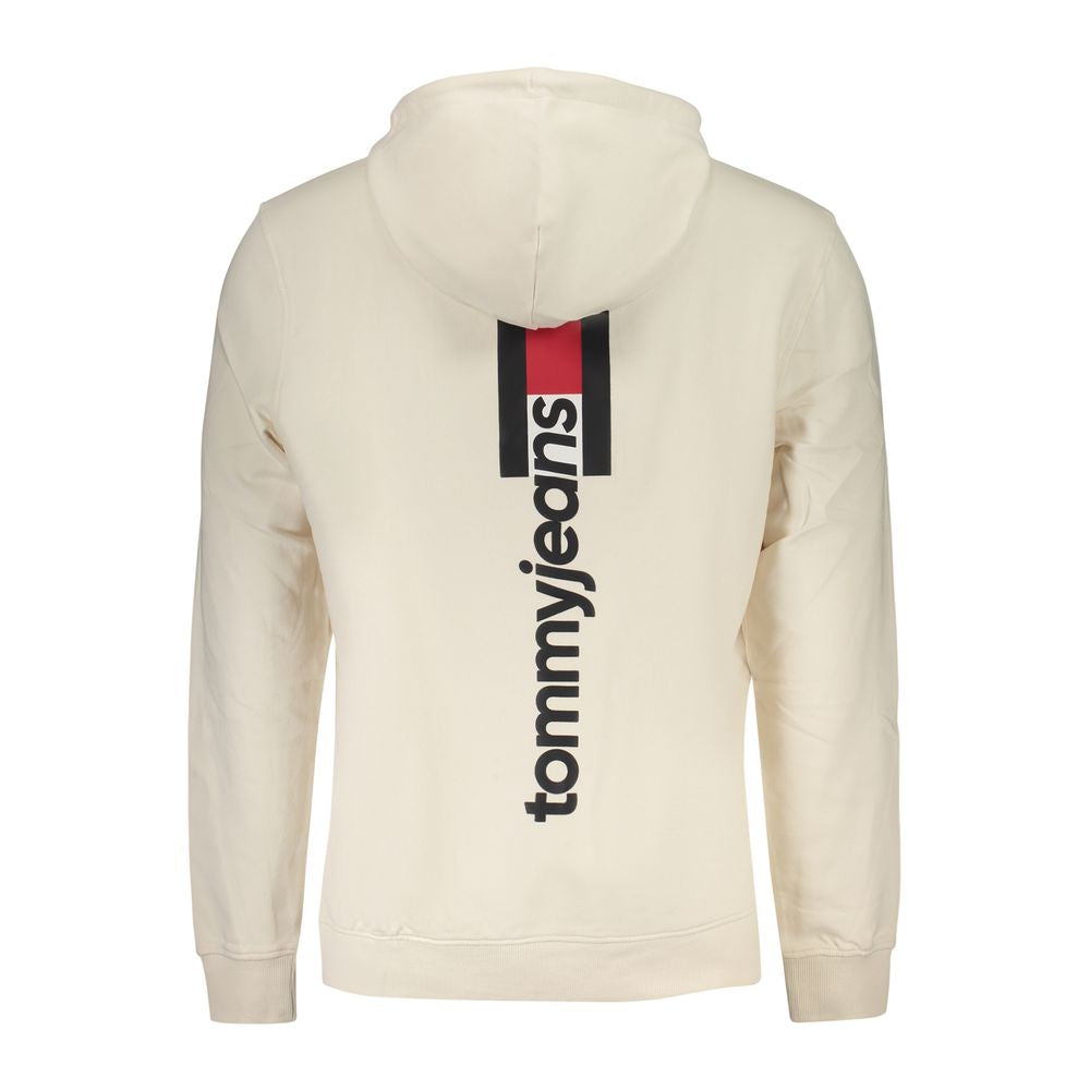 White cotton men's hoodie by Tommy Hilfiger, featuring a casual fit and the brand's logo on the front.