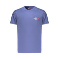Blue cotton men's T-shirt by Tommy Hilfiger featuring a classic crew neck and logo detail, perfect for casual wear.