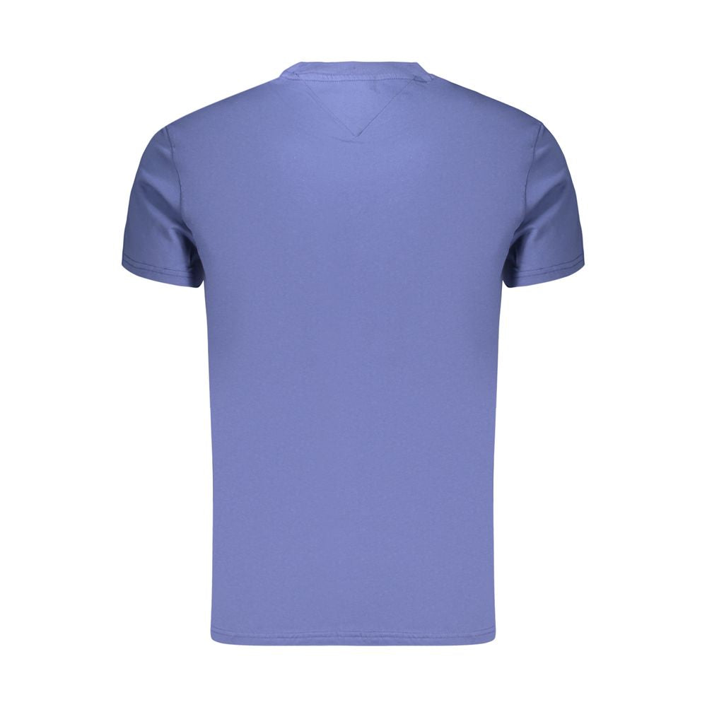 Blue cotton men's T-shirt by Tommy Hilfiger, with a crew neck and logo detail on the front.