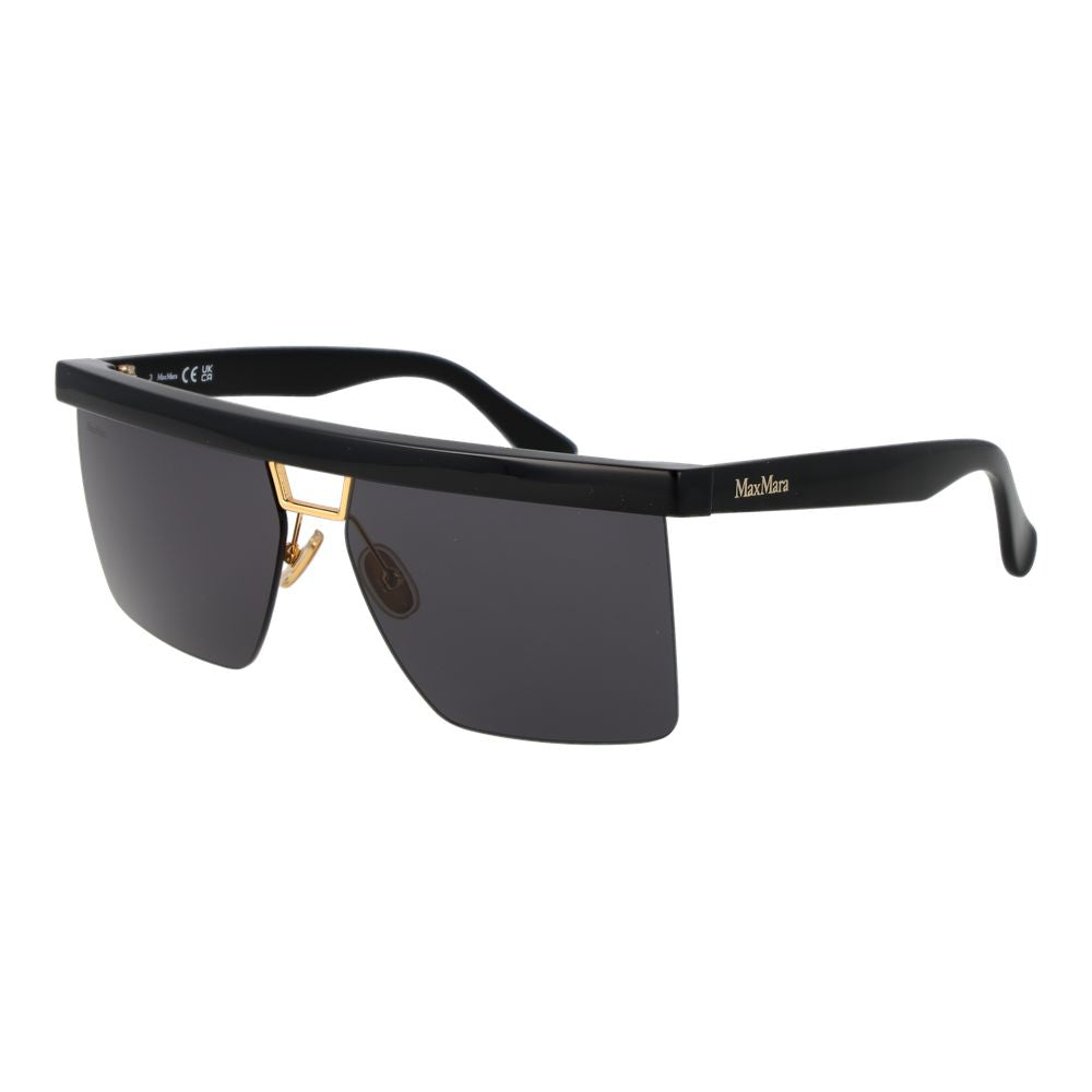 Max Mara black stainless steel sunglasses with sleek frames and dark tinted lenses.