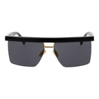 Max Mara black stainless steel sunglasses with dark tinted lenses and sleek frame design.