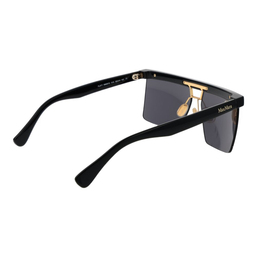 Max Mara black stainless steel sunglasses with dark tinted lenses and sleek design, stylish eyewear for sun protection.