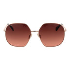 Max Mara rose gold metal sunglasses with slim frames and dark tinted lenses, stylish accessories for sun protection.