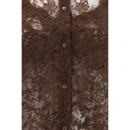 Ermanno Scervino Brown Polyester Pattern Shirt