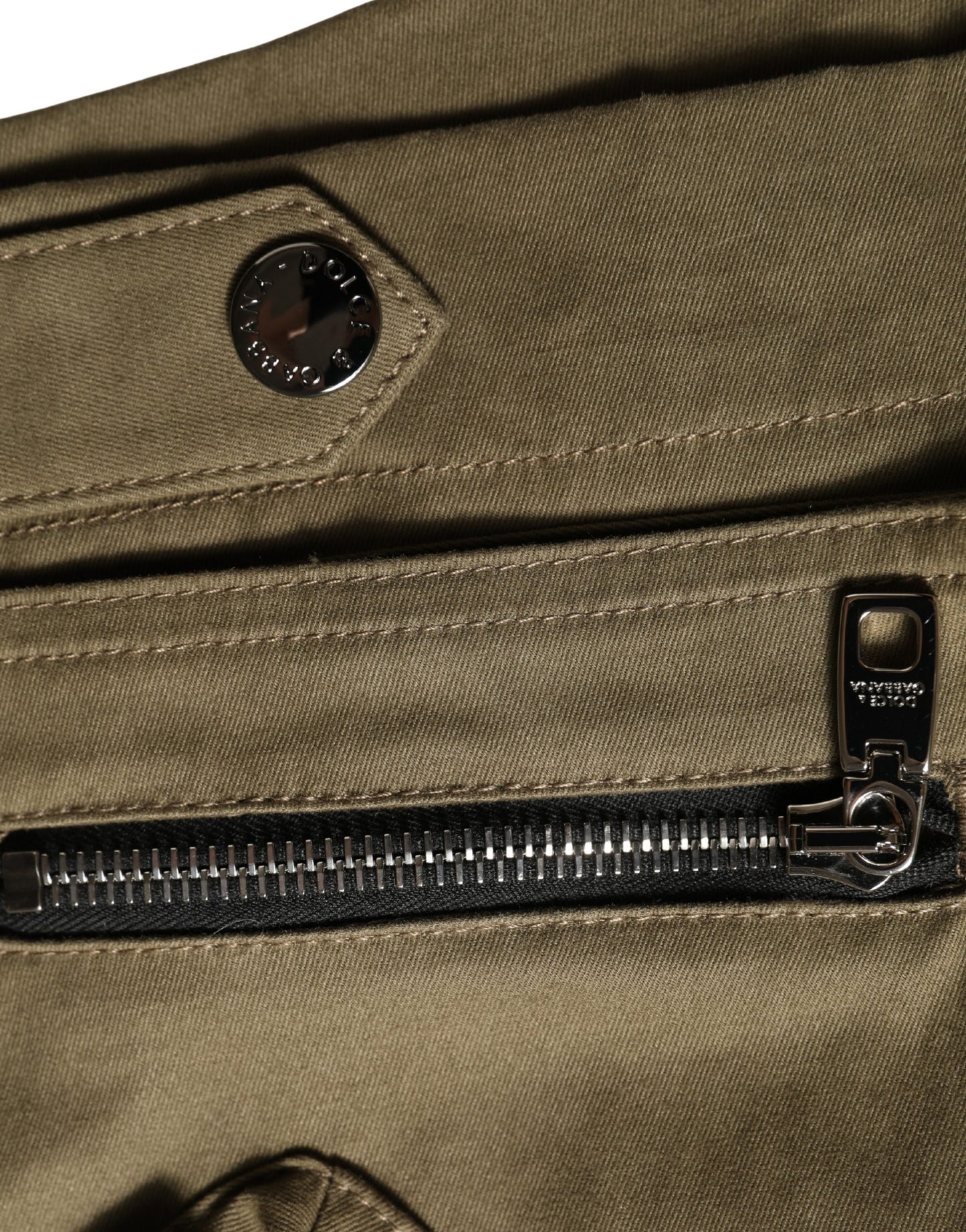 Dolce & Gabbana Green Cotton Mid Rise Cargo Hot Pants Shorts Dolce & Gabbana