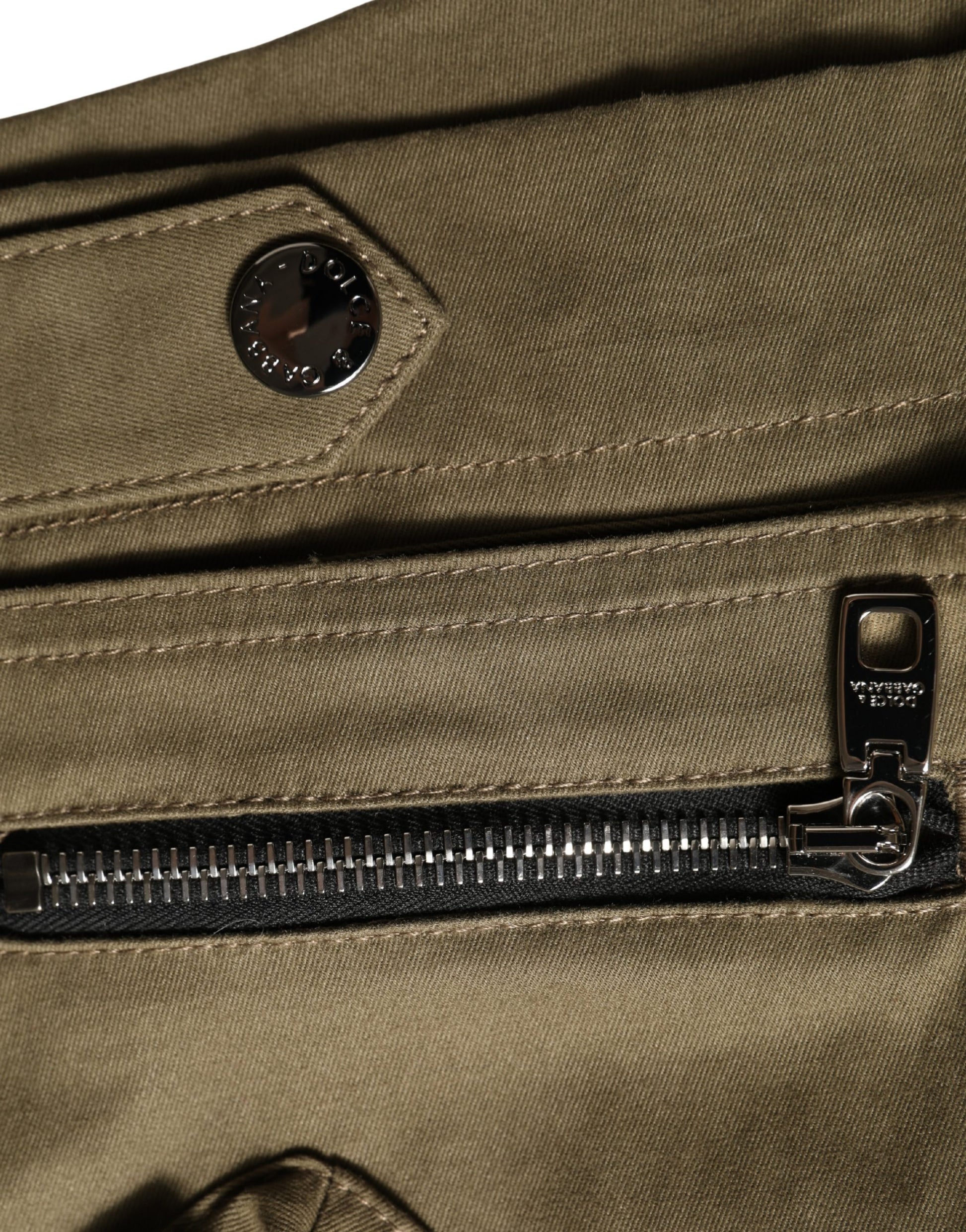 Dolce & Gabbana Green Cotton Mid Rise Cargo Hot Pants Shorts Dolce & Gabbana