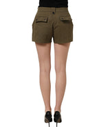 Dolce & Gabbana green cotton mid-rise cargo hot pants shorts with side pockets and belt loops, casual summer style.
