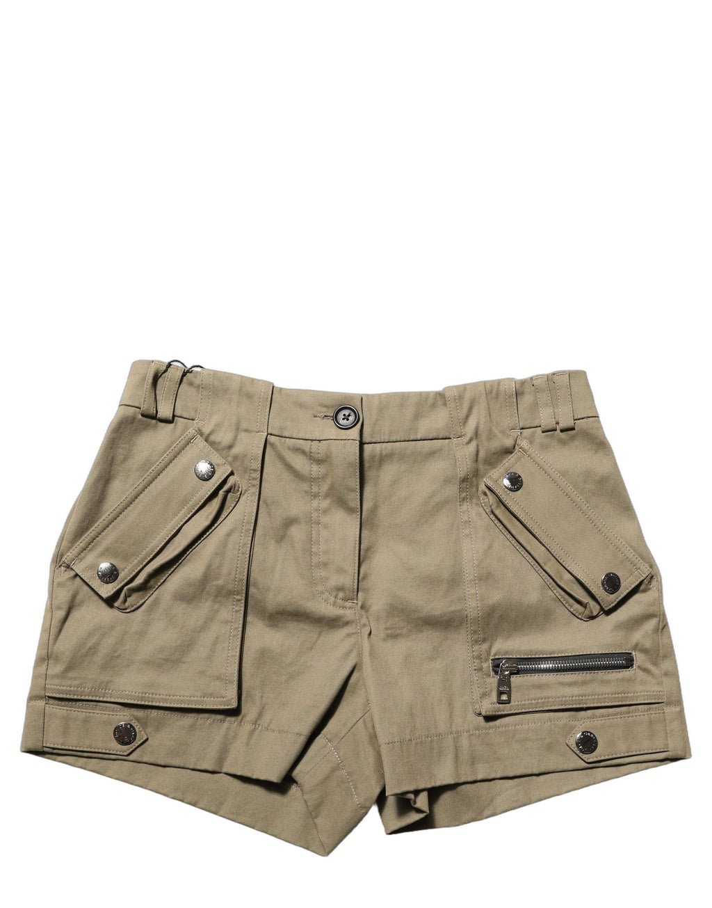 Dolce & Gabbana green cotton mid-rise cargo hot pants shorts with multiple pockets and a casual fit.