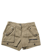 Dolce & Gabbana green cotton mid-rise cargo hot pants shorts with multiple pockets and a casual fit.