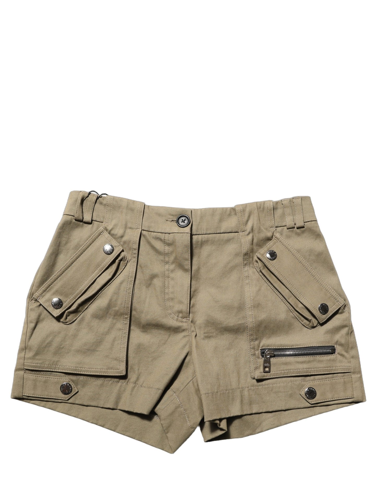 Dolce & Gabbana Green Cotton Mid Rise Cargo Hot Pants Shorts Dolce & Gabbana