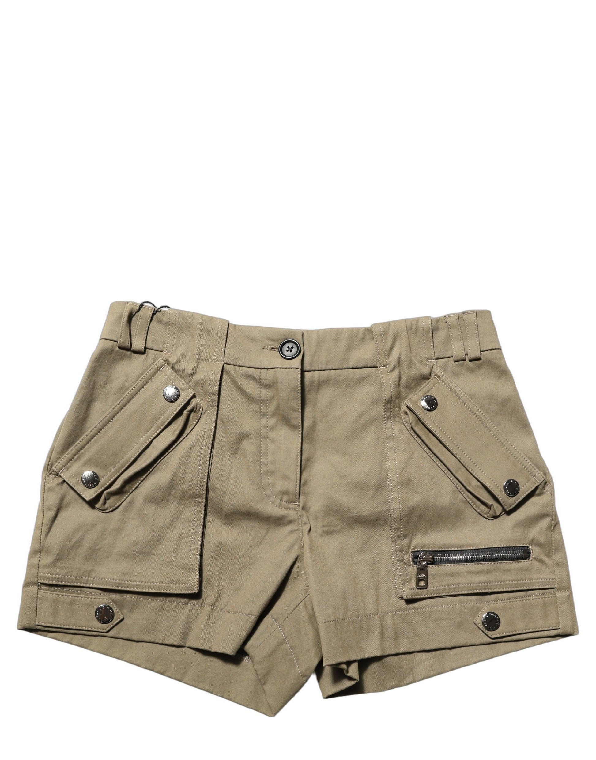 Dolce & Gabbana Green Cotton Mid Rise Cargo Hot Pants Shorts Dolce & Gabbana