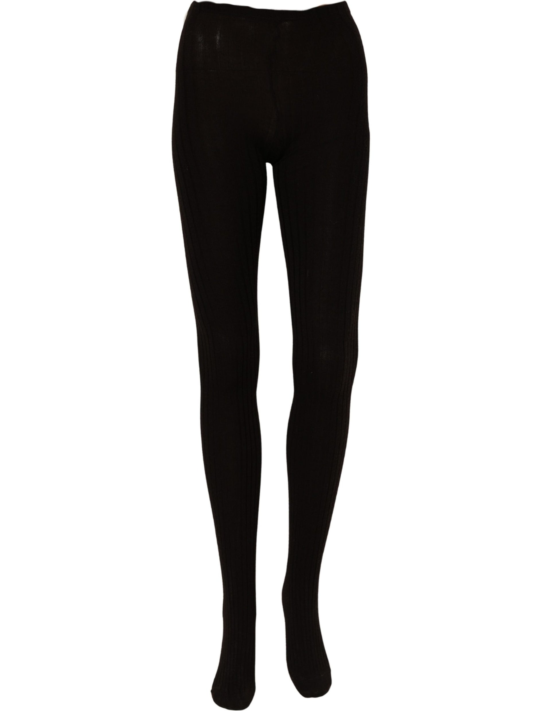 Dolce & Gabbana Black Wool Tights Stocking Pantyhose One Size Socks Dolce & Gabbana