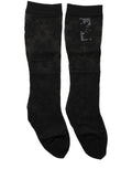 Black floral lace nylon stretch stockings by Dolce & Gabbana, featuring intricate floral patterns and sheer nylon material.