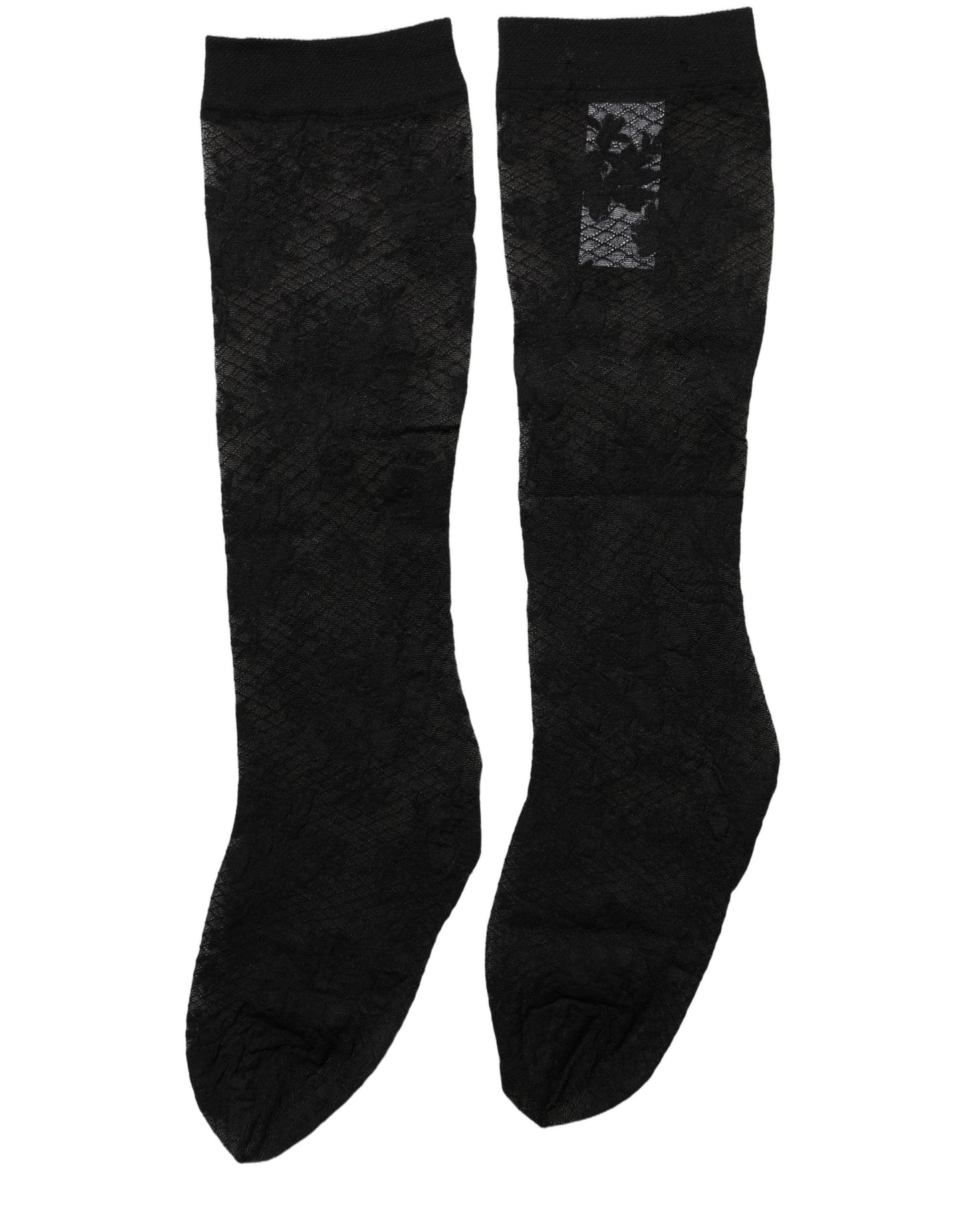 Dolce & Gabbana Black Floral Lace Nylon Stretch Stockings Socks Dolce & Gabbana