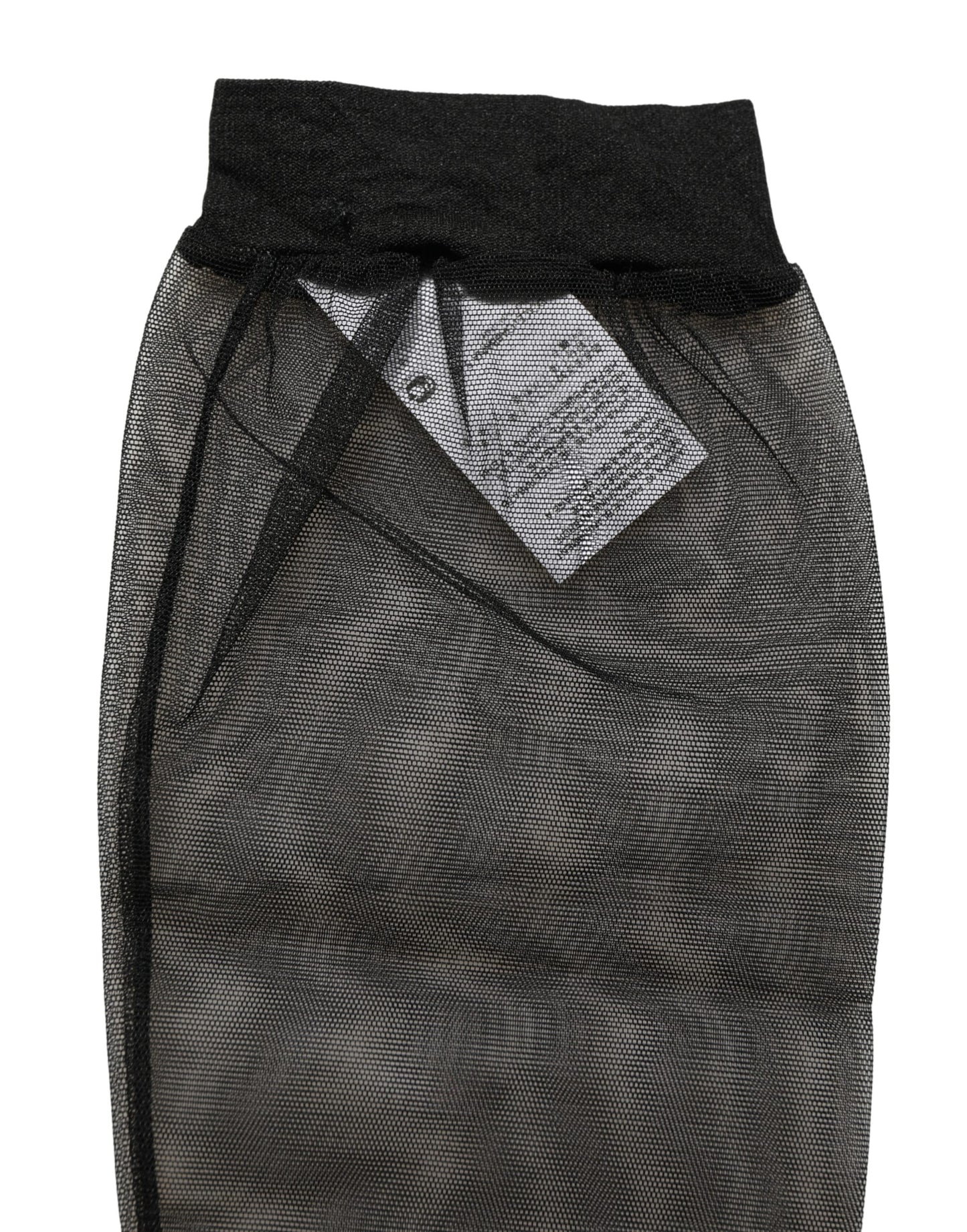 Dolce & Gabbana Black Nylon Mesh Sheer Calf Long Accessory Socks Dolce & Gabbana