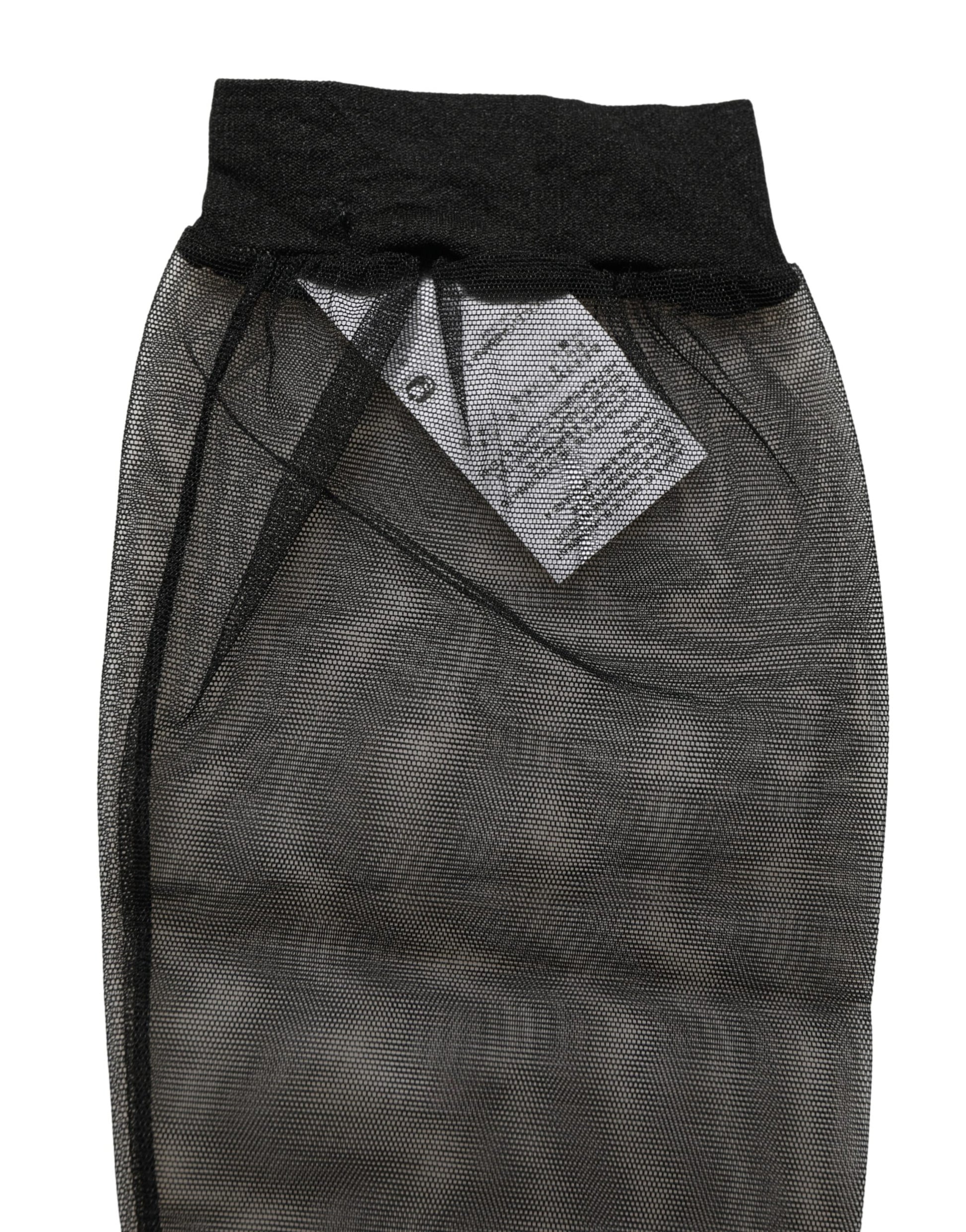 Dolce & Gabbana Black Nylon Mesh Sheer Calf Long Accessory Socks Dolce & Gabbana