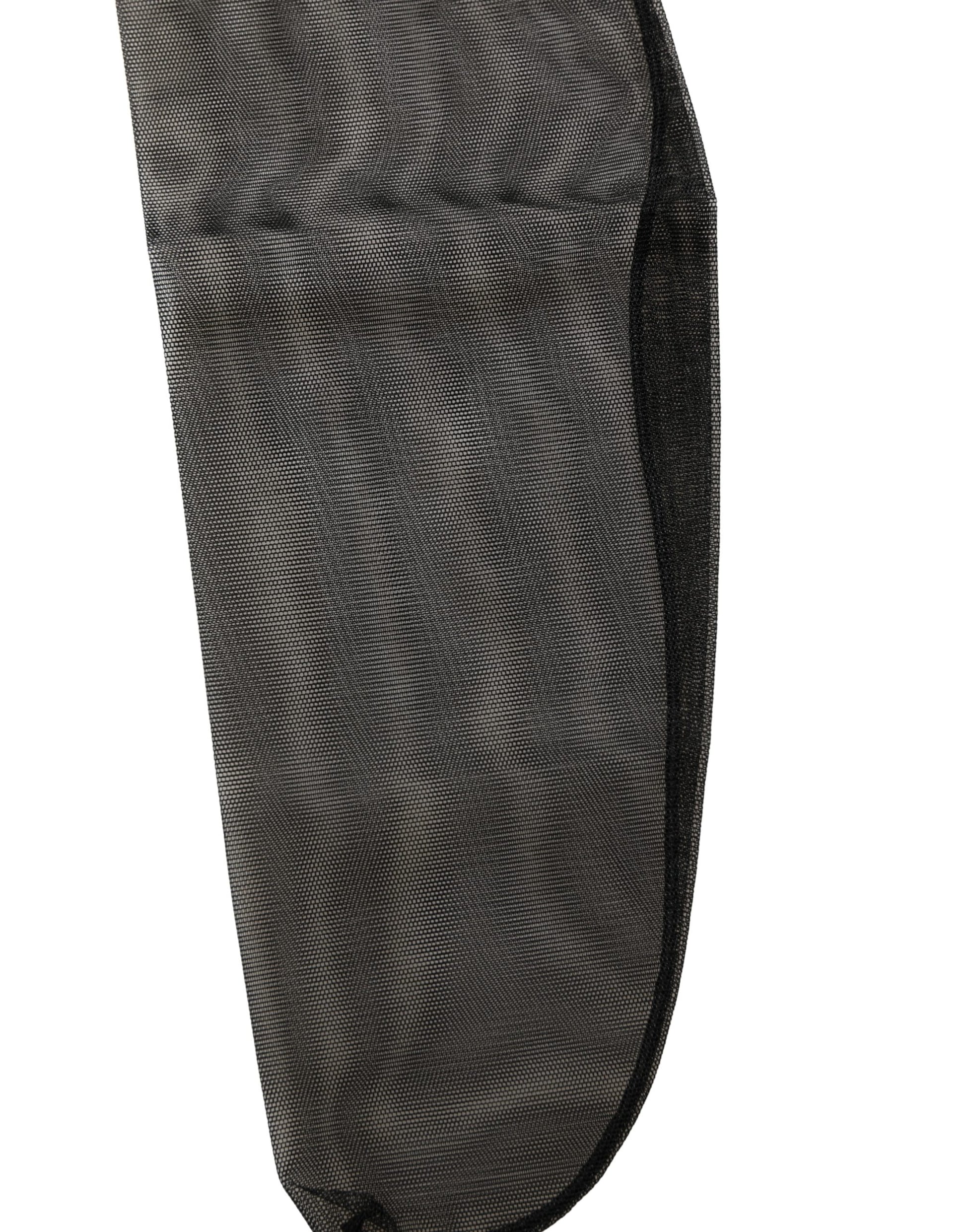 Dolce & Gabbana Black Nylon Mesh Sheer Calf Long Accessory Socks Dolce & Gabbana