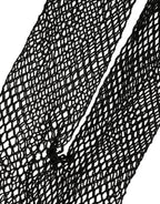 Dolce & Gabbana black fishnet nylon tights with intricate pattern, showcasing sheer, stylish stocking pantyhose for women.