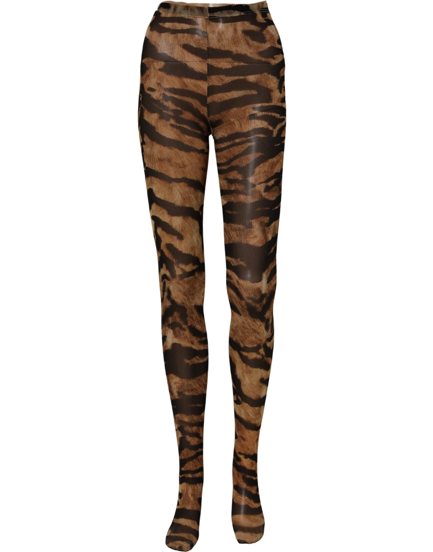 Dolce & Gabbana Brown Tiger Nylon Tights Stocking Pantyhose Socks Dolce & Gabbana