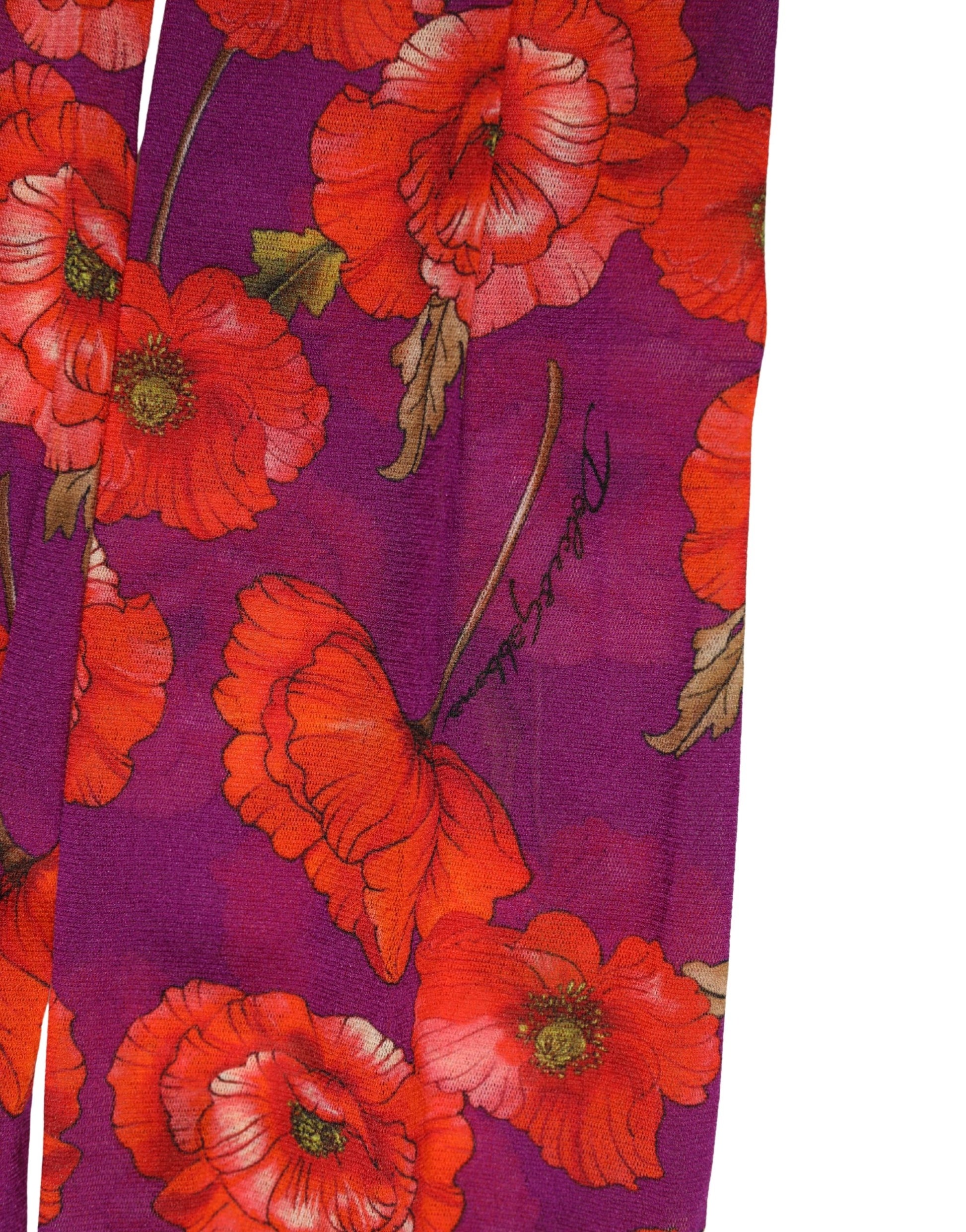 Dolce & Gabbana Purple Nylon Floral Print Tights Stockings Socks Dolce & Gabbana