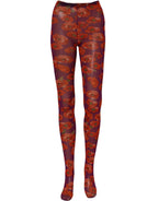 Dolce & Gabbana purple nylon floral print tights and stockings with intricate floral design and sheer fabric.