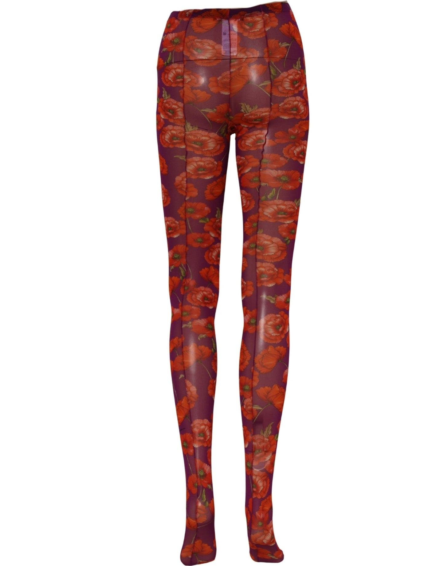 Dolce & Gabbana Purple Nylon Floral Print Tights Stockings Socks Dolce & Gabbana