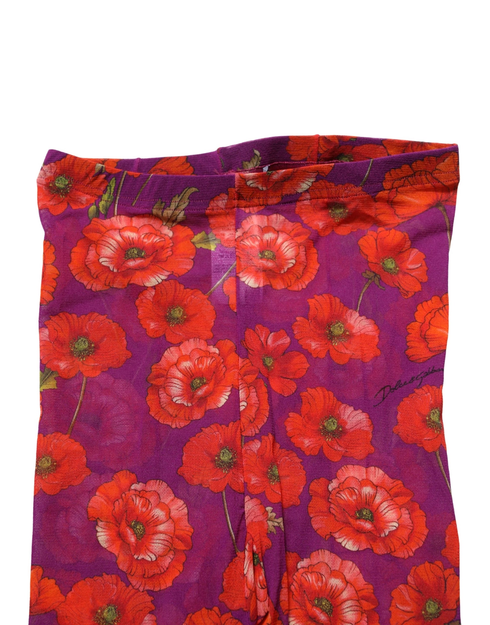 Dolce & Gabbana Purple Nylon Floral Print Tights Stockings Socks Dolce & Gabbana