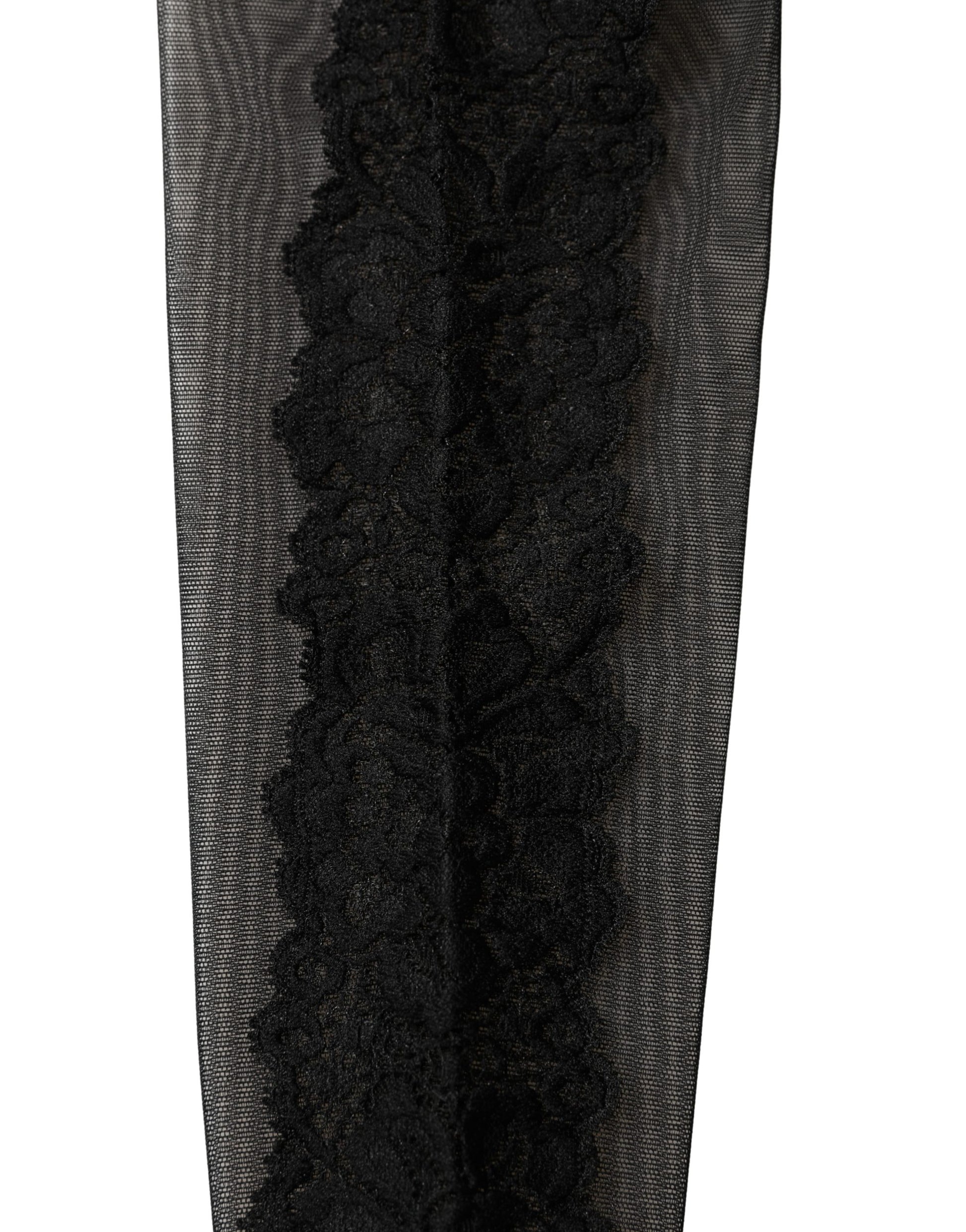 Dolce & Gabbana Black Nylon Mesh Sheer Calf Long Accessory Socks Dolce & Gabbana