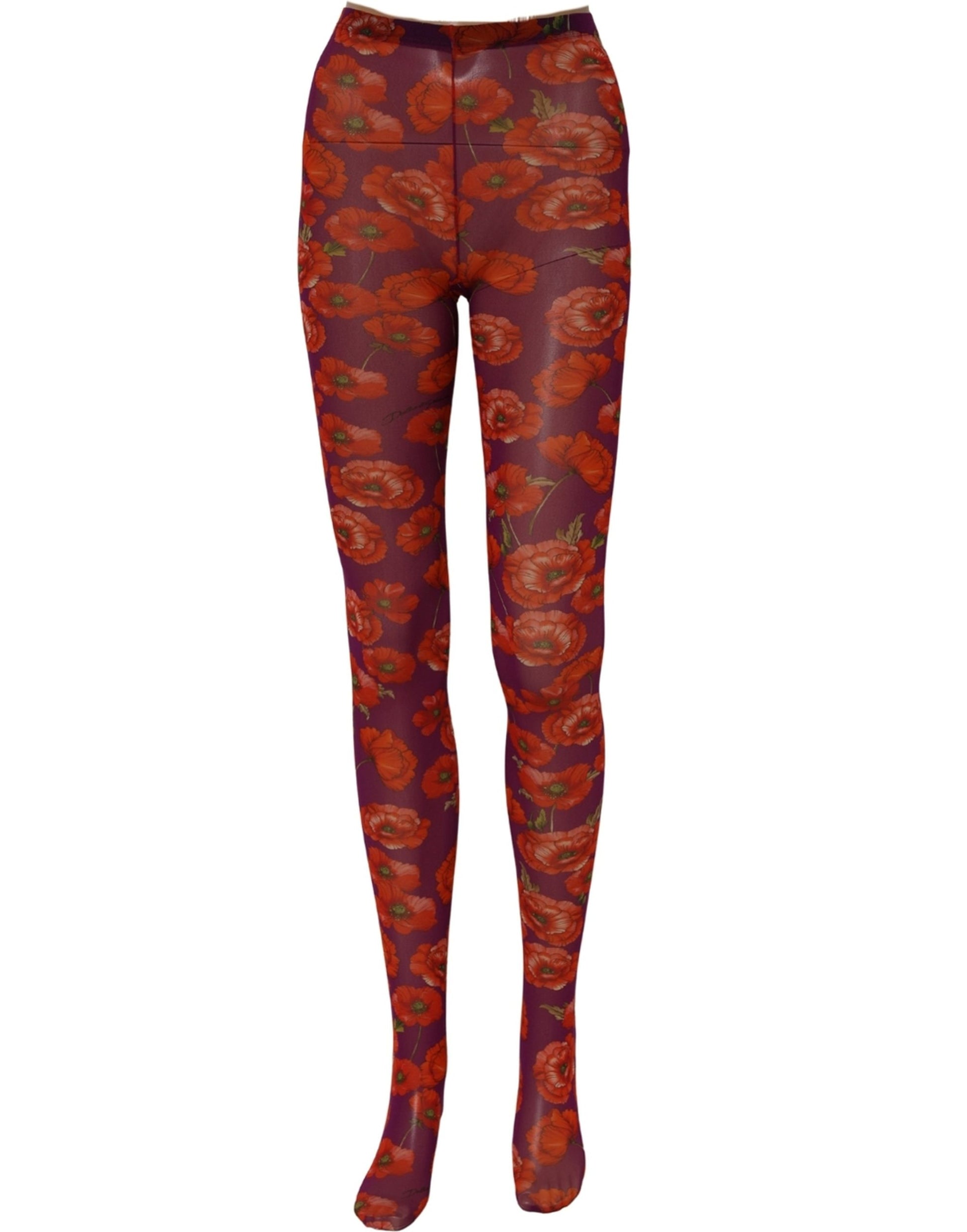 Dolce & Gabbana Purple Nylon Floral Print Tights Stockings Socks Dolce & Gabbana