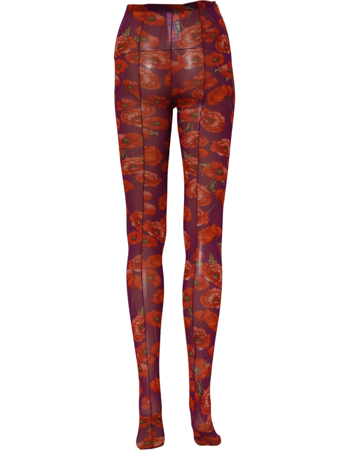 Dolce & Gabbana Purple Nylon Floral Print Tights Stockings Socks Dolce & Gabbana