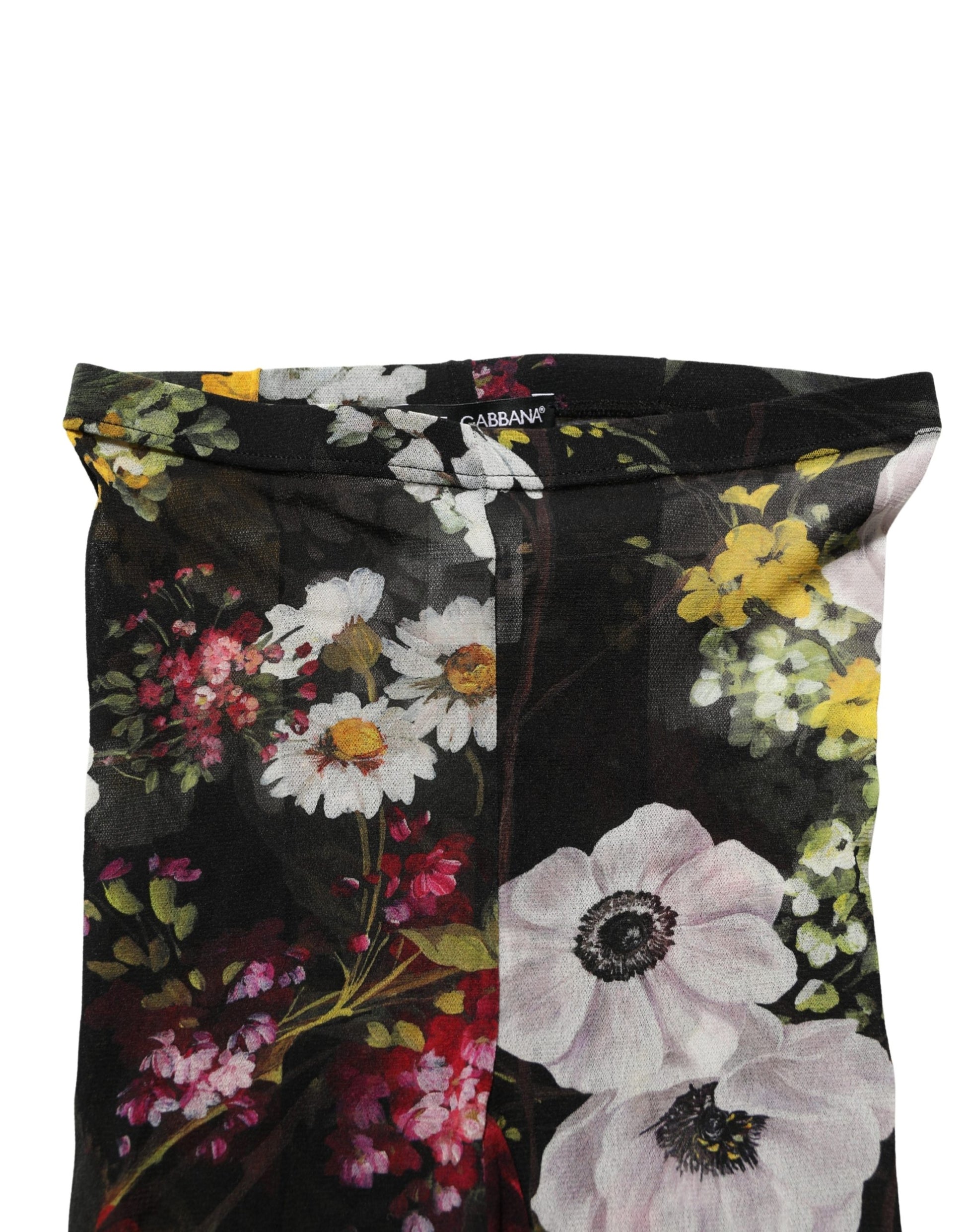 Dolce & Gabbana Black Nylon Floral Print Tights Stockings Socks Dolce & Gabbana