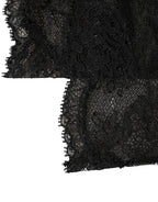Dolce & Gabbana black floral lace nylon knee-high socks with stretch fit and intricate floral pattern.