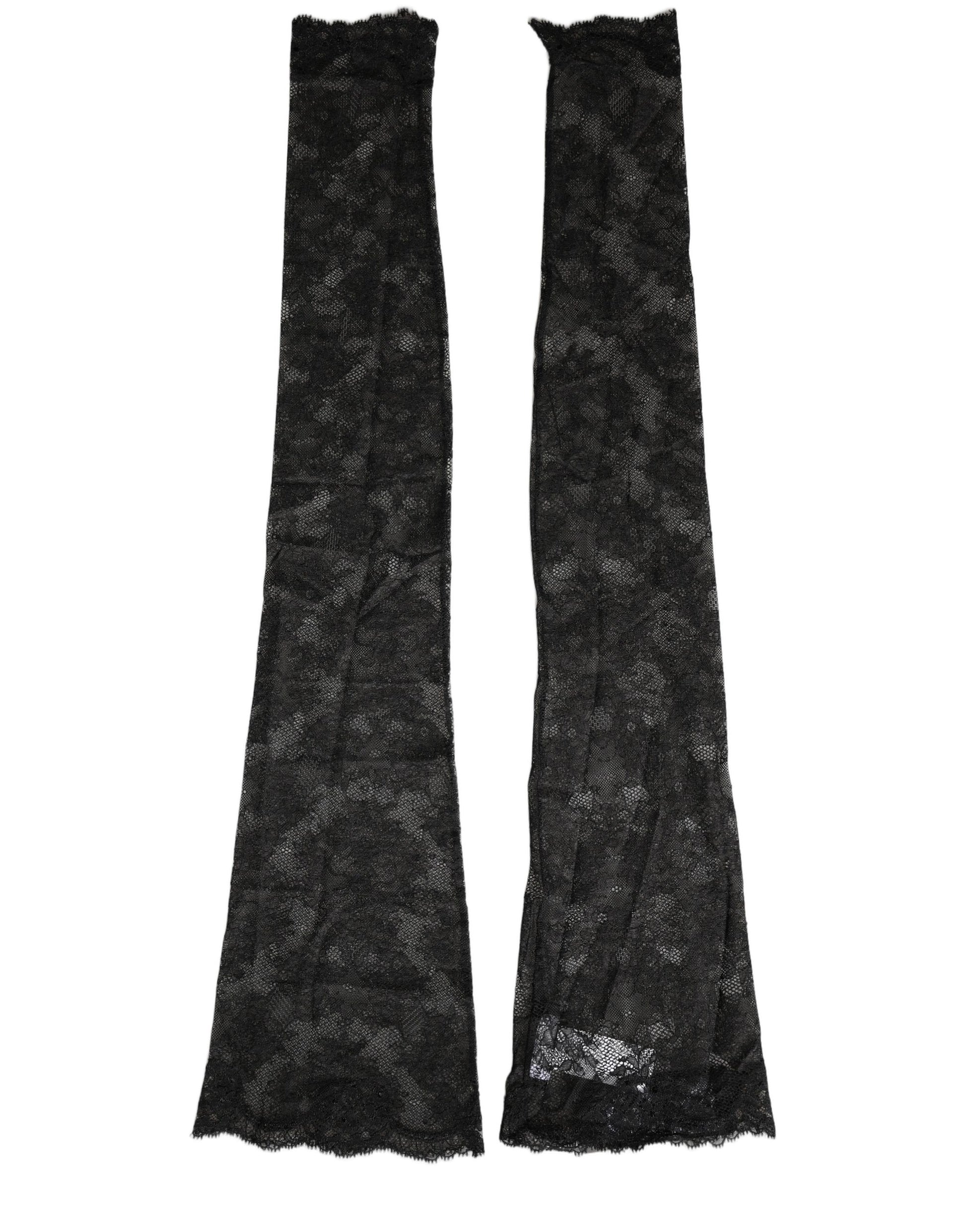 Dolce & Gabbana Black Floral Lace Nylon Stretch Knee High Socks Dolce & Gabbana