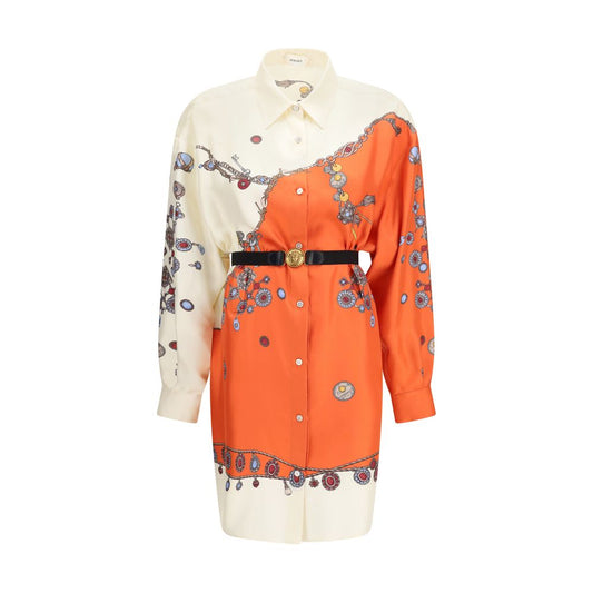Versace Orange Silk Casual Dress Versace