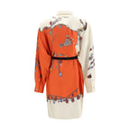 Versace Orange Silk Casual Dress Versace