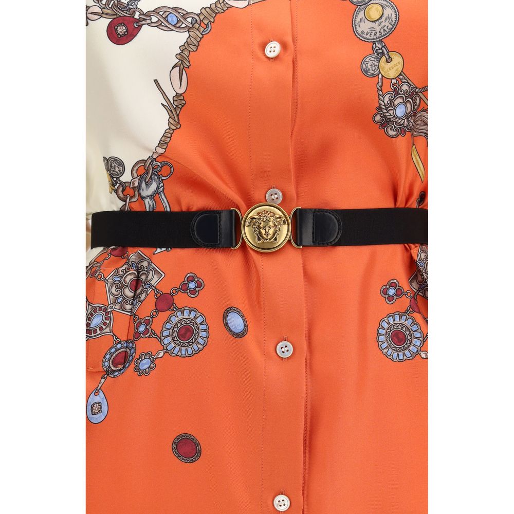 Versace Orange Silk Casual Dress Versace