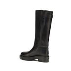Miu Miu Black Calf Leather Bos Taurus Flat Boots Miu Miu