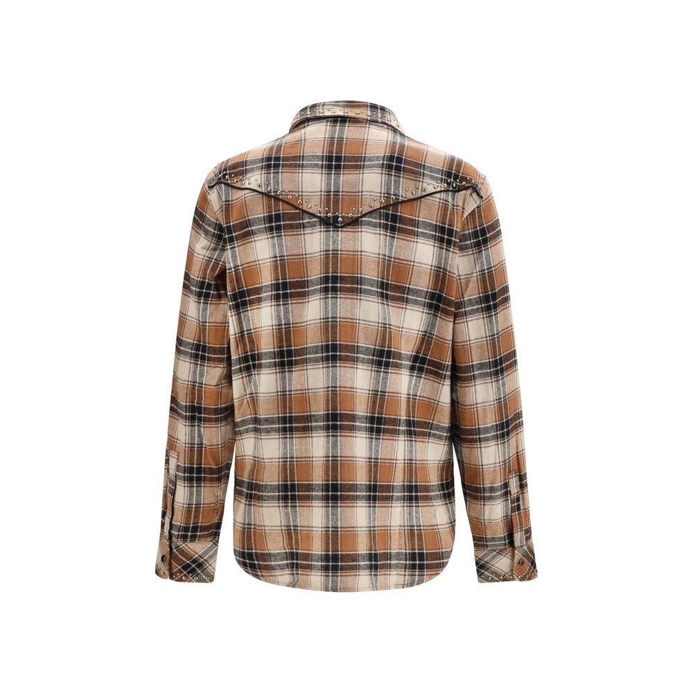P.A.R.O.S.H. Brown Cotton Pattern Shirt - Eljoys Fashion 